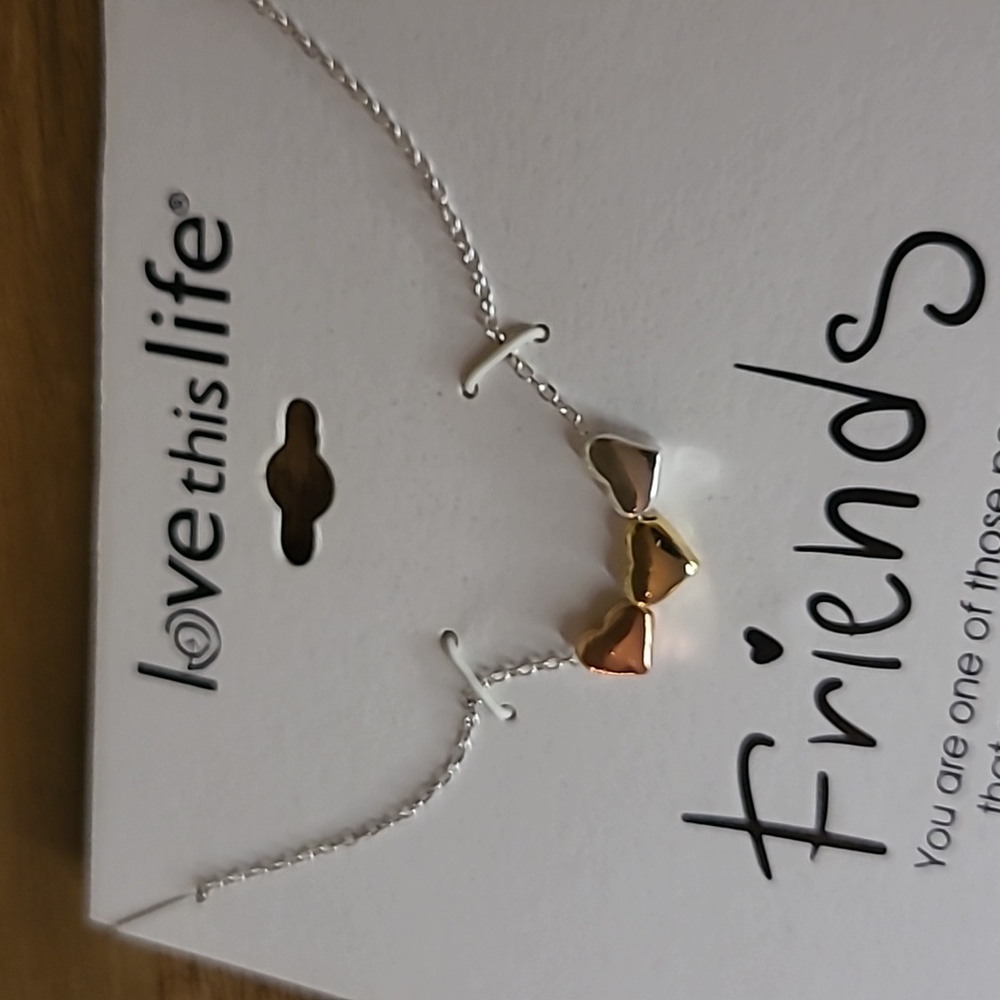 NEW Sterling Silver Hearts Friends Necklace